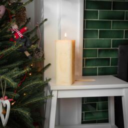 Square Vanilla Pillar Candles - 110 Hours - Cream - Pack of 3 - Natural - thumbnail 5
