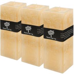 Square Vanilla Pillar Candles - 110 Hours - Cream - Pack of 3 - Natural - thumbnail 4