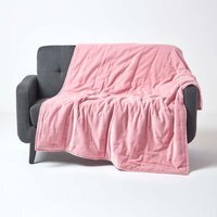 Homescapes Velvet Quilted Throw with Stitch - Pink / 200cm - thumbnail 1