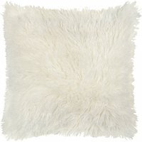 Rowan Faux Fur Cushion - Ecru / Feather