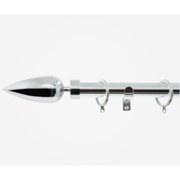 Polished Chrome 28mm Teardrop Fixed Length Metal Curtain Pole - Polished Chrome / 110cm - thumbnail 5