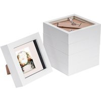 "3D Box Photo Frame - 4x4"" with 2x2"" Mount - Pack of 5 - White"