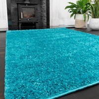 Soft Value Teal Blue Shaggy Area Rug - Teal Blue / 190 x 133cm - thumbnail 1