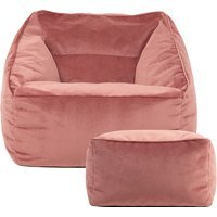 icon Natalia Giant Velvet Armchair Bean Bag with Footstool - Pink
