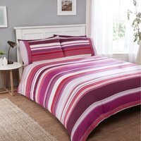 Stratford Stripe Cotton Duvet Set With Pillowcase - Mulberry