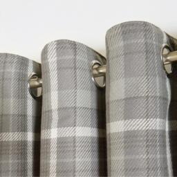 Pair Of Winsford Woven Check Thermal Blackout Eyelet Curtains - Charcoal / 228cm / 168cm - thumbnail 5
