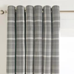 Pair Of Winsford Woven Check Thermal Blackout Eyelet Curtains - Charcoal / 228cm / 168cm - thumbnail 3
