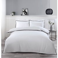 Alston Oxford Trim White Duvet Cover and Pillowcase Set - White / Double