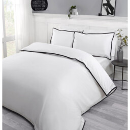 Alston Oxford Trim White Duvet Cover and Pillowcase Set - White / Double - thumbnail 2