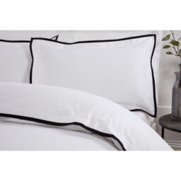 Alston Oxford Trim White Duvet Cover and Pillowcase Set - White / Double - thumbnail 3