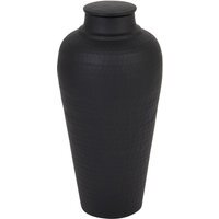 Matt Hammered Vase With Lid Edgy Decor - Black
