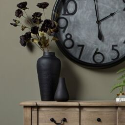Matt Hammered Vase With Lid Edgy Decor - Black - thumbnail 4