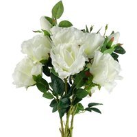 Pack of 6 x Artificial White Rose Stem - 18 flowers -  White Rose