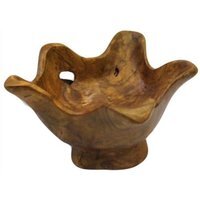Hand Carved Teak Root Bowls Unique Natural Artful Decor Serveware - Brown