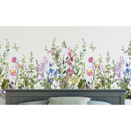 Set of 2 Colourful Flowers Wall Stickers - White - thumbnail 2