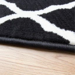 Monochrome Classic Trellis Living Room Rug - Black / 110 x 60cm - thumbnail 4