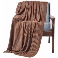 Homescapes Cotton Cable Knit Throw - Brown / 170cm