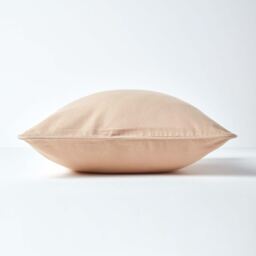 Homescapes Cotton Plain Cushion Cover - Beige / 30cm - thumbnail 3