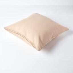 Homescapes Cotton Plain Cushion Cover - Beige / 30cm - thumbnail 4