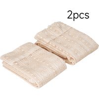 Elegant Semi-Sheer Lace Curtains with Decorative Tassels - Beige / 140cm