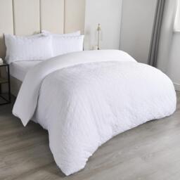 Geometric Embossed Duvet Set - White / Single - thumbnail 4