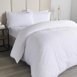 Geometric Embossed Duvet Set - White / Single - thumbnail 3