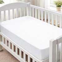 Brushed Cotton Waterproof Cot Mattress Protector - White / Junior