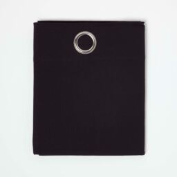 Homescapes Cotton Plain Ready Made Eyelet Curtain Pair - Black / 137cm / 228cm - thumbnail 2