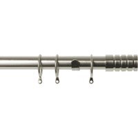 25-28mm Traction End Satin Silver Metal Curtain Pole Set - Silver / 200cm