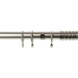 25-28mm Traction End Satin Silver Metal Curtain Pole Set - Silver / 200cm - thumbnail 2