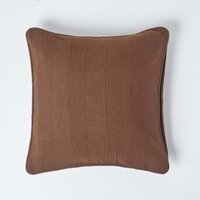 Homescapes Cotton Rajput Ribbed Cushion Cover - Chocolate / 60cm