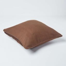 Homescapes Cotton Rajput Ribbed Cushion Cover - Chocolate / 60cm - thumbnail 4