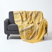 Cotton Morocco Striped Yellow Throw - Yellow / 360cm - thumbnail 1