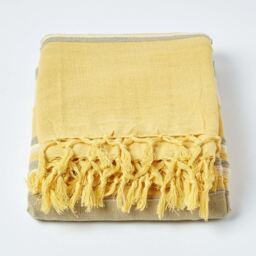 Cotton Morocco Striped Yellow Throw - Yellow / 360cm - thumbnail 2