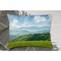 Panorama Of Beautiful Countryside Of Romania Cushion - Green - image 1