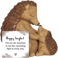 Mini Hedgehog Mother and Baby Ornament - Brown