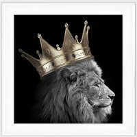 King Lion Gold Glitter Liquid Wall Art Decor - Silver