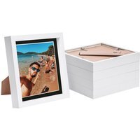 "8x8"" White 3D Box Photo Frame - 6x6"" Mount - Pack of 5 - White/Black" - image 1