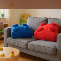 Bullding Brick Cushion Square Double Pack Red And Blue - Red