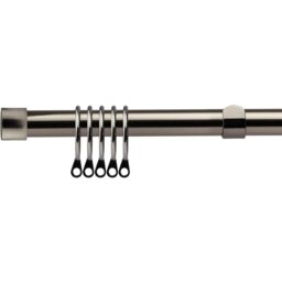 16-19mm Fenton Extendable Durable Metal Curtain Pole Set - Black Silk / 160cm - thumbnail 2