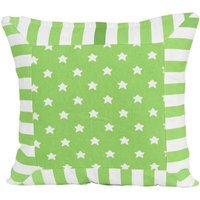 Cotton Stripe Border Stars Cushion Cover - Green / 45cm