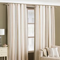 Set of 2 Broadway Striped Room Darkening Eyelet Curtains - Coffee / 137cm / 117cm