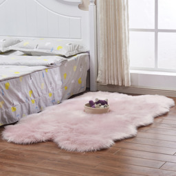 Livingandhome Irregular Shaped Shaggy Area Rug - Pink - thumbnail 3