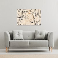 Continuous line drawing of faces Canvas Print - Bronze / 31cm / 46cm - image 1