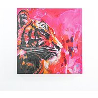 Heylie Morris Vivid Tiger Embellished Canvas - Pink - thumbnail 1