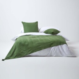 Homescapes Cotton Rajput Ribbed Throw - Olive / 360cm / 2.32kg - thumbnail 3