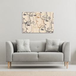 Continuous line drawing of faces Canvas Print - Bronze / 91cm / 61cm - thumbnail 2