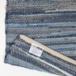 Homescapes Blue Denim Handwoven Striped Chindi Rug - Blue / 150cm - thumbnail 5