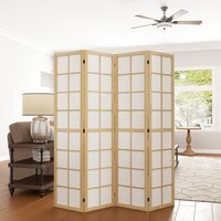 HOMCOM 4 Panel Folding Wall Divider Room Partition 160 x 170cm - Natural