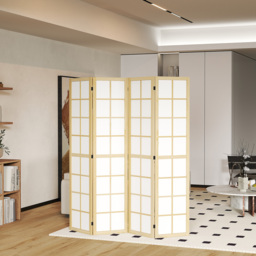 HOMCOM 4 Panel Folding Wall Divider Room Partition 160 x 170cm - Natural - thumbnail 4